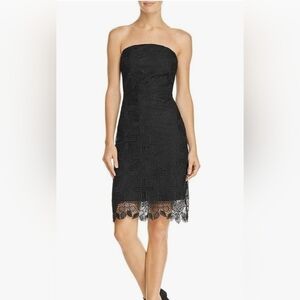 Sam Edelman Black Pineapple Lace Dress 4 NWT Strapless Cocktail Quiet Luxury